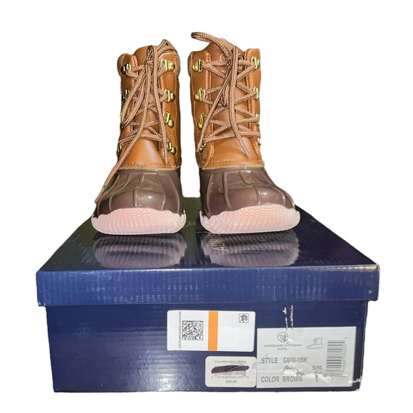 Adrienne Vittadini  | Youth Girls Gavin Duck Boots Size: 1M Youth | Pink /Brown - Picture 12 of 13